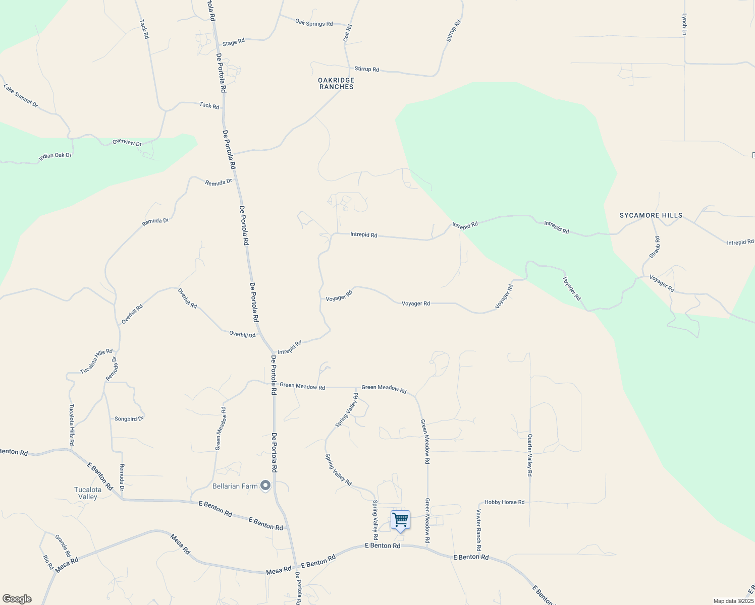 map of restaurants, bars, coffee shops, grocery stores, and more near Voyager Road in Temecula