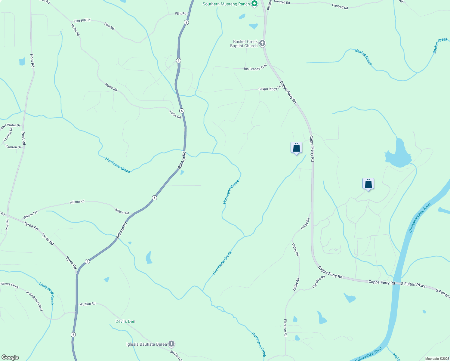 map of restaurants, bars, coffee shops, grocery stores, and more near 7920 Hurricane Falls Drive in Douglasville