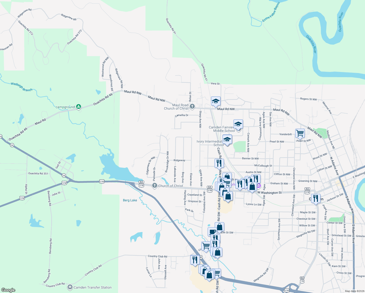 map of restaurants, bars, coffee shops, grocery stores, and more near 544 Berg Avenue in Camden