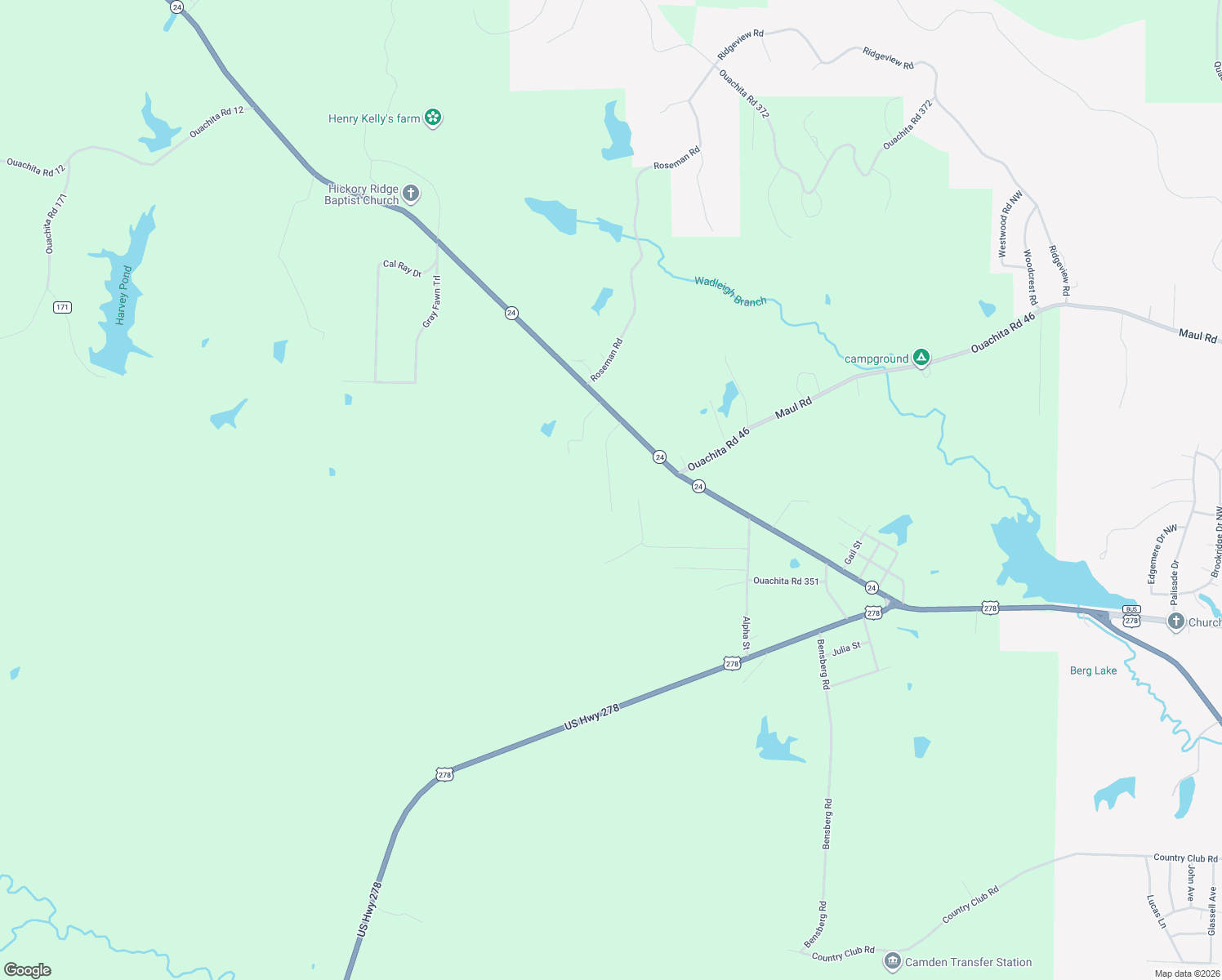 map of restaurants, bars, coffee shops, grocery stores, and more near 135 Ouachita Road 450 in Camden