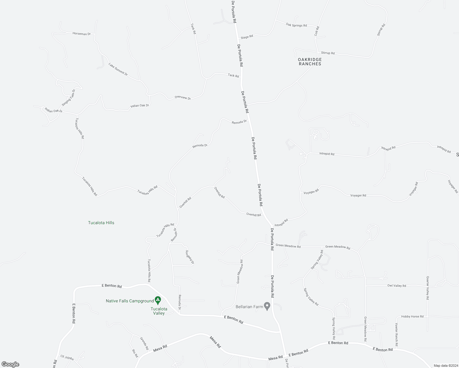 map of restaurants, bars, coffee shops, grocery stores, and more near 38450 Overhill Road in Temecula