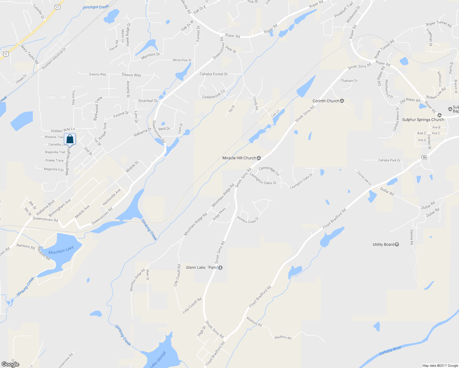 map of restaurants, bars, coffee shops, grocery stores, and more near 6520 Mountain Ridge Road in Trussville