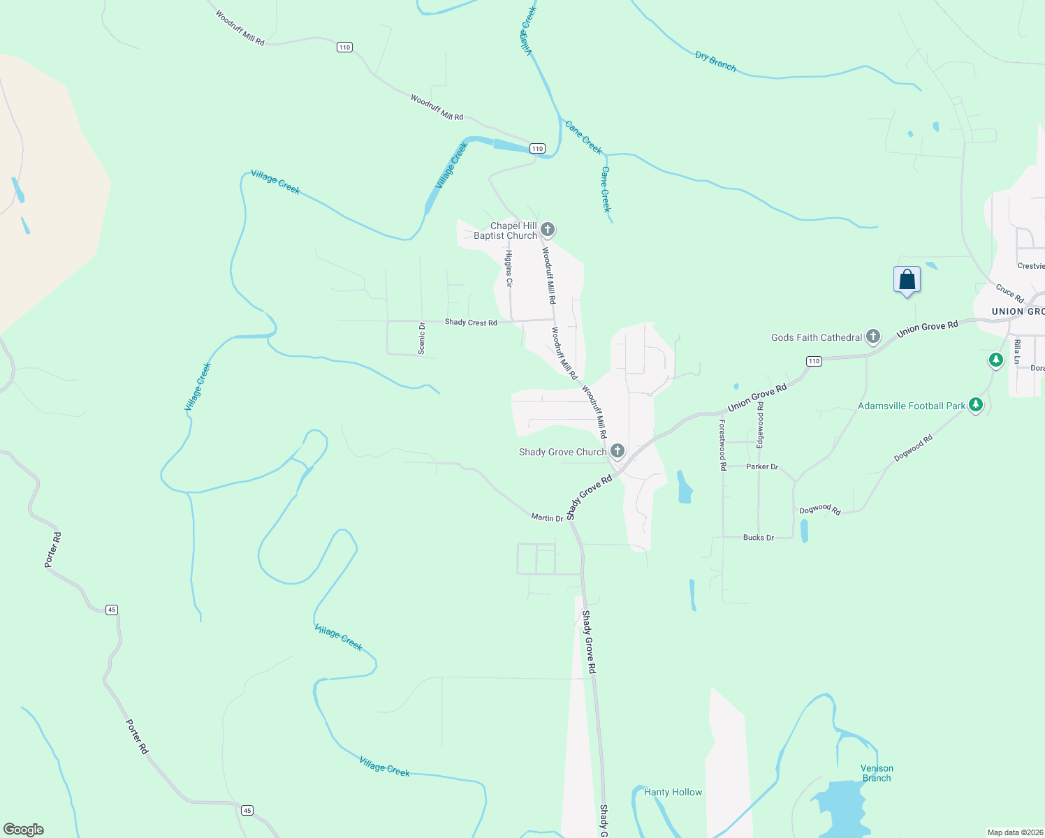 map of restaurants, bars, coffee shops, grocery stores, and more near 5039 Shannon Dr in Adamsville