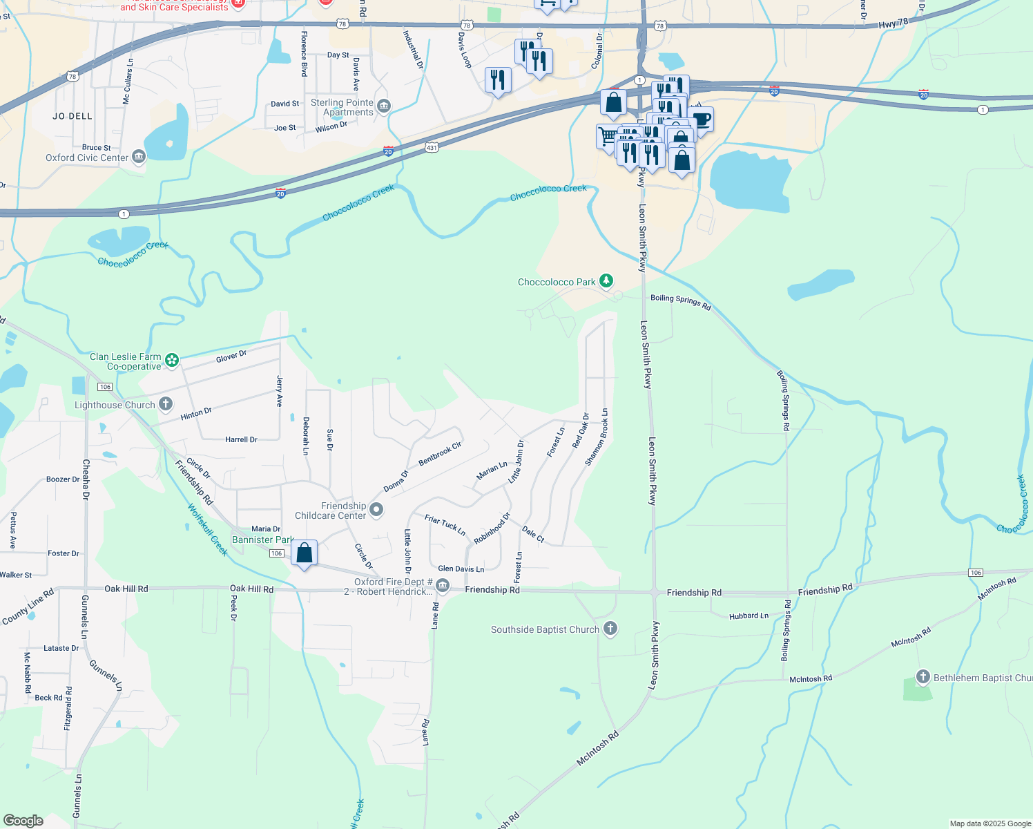 map of restaurants, bars, coffee shops, grocery stores, and more near 2211 Devonshire Court in Oxford
