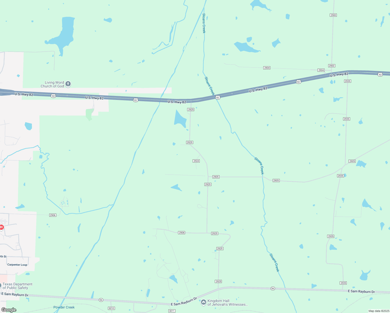 map of restaurants, bars, coffee shops, grocery stores, and more near 1623 County Road 2925 in Dodd City