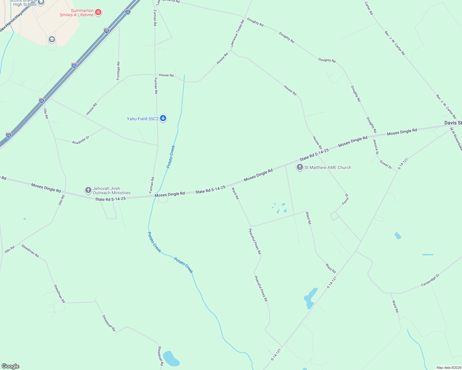 map of restaurants, bars, coffee shops, grocery stores, and more near Moses Dingle Rd in Summerton
