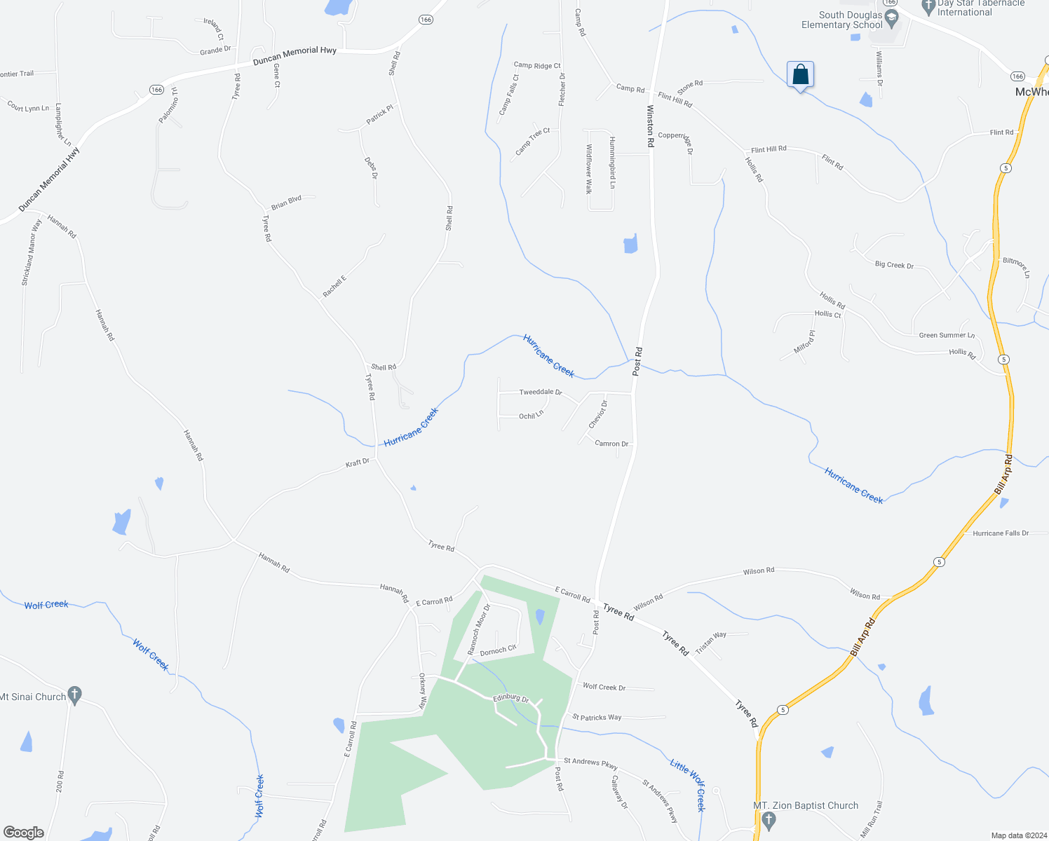 map of restaurants, bars, coffee shops, grocery stores, and more near 8945 Ochil Lane in Winston