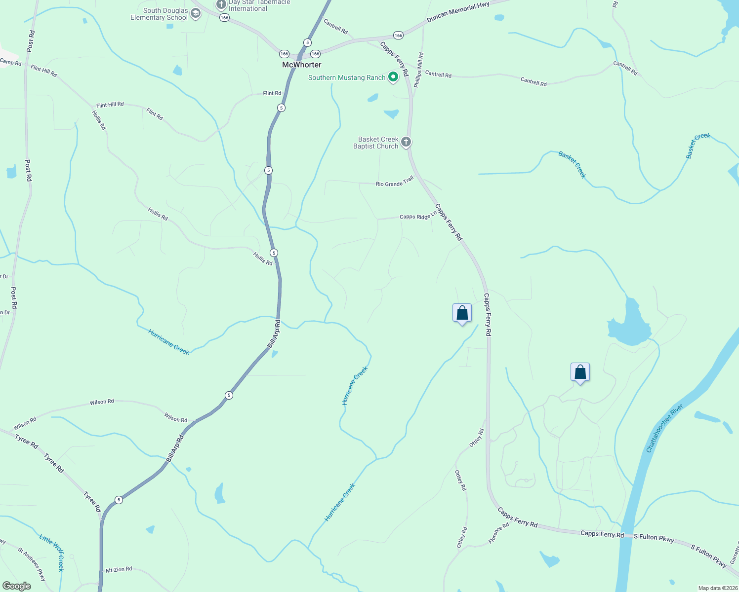 map of restaurants, bars, coffee shops, grocery stores, and more near 7801 Windswept Way in Douglasville