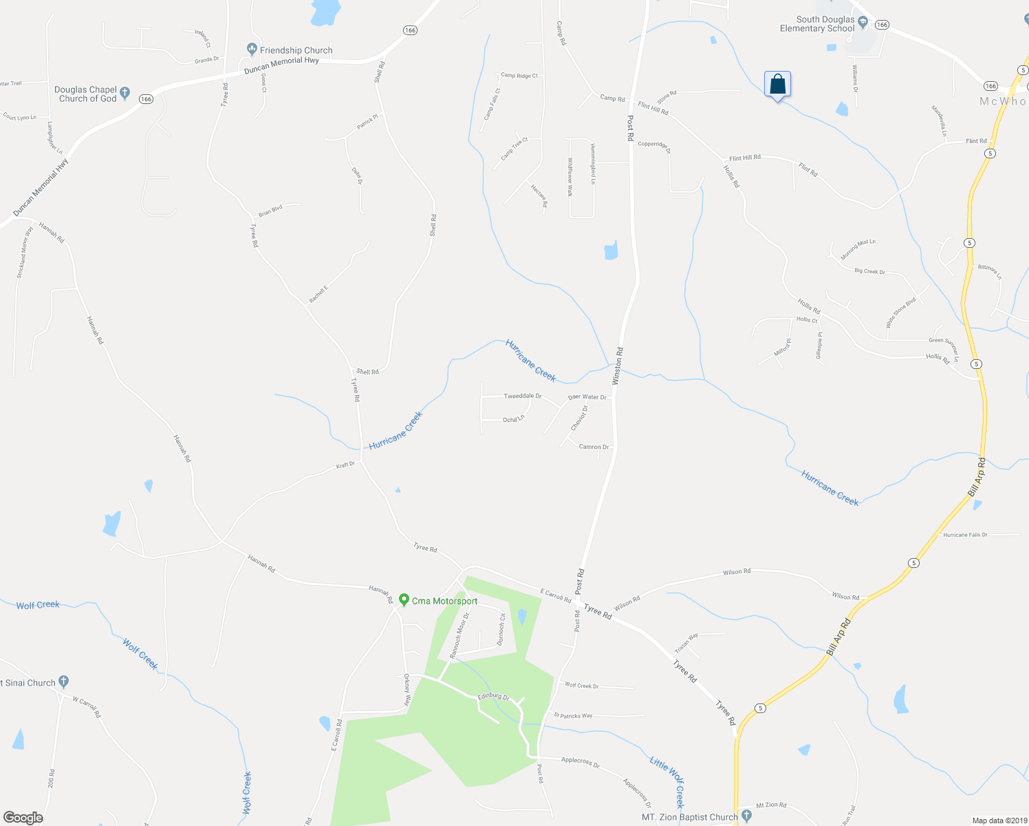 map of restaurants, bars, coffee shops, grocery stores, and more near 8936 Ochil Lane in Winston