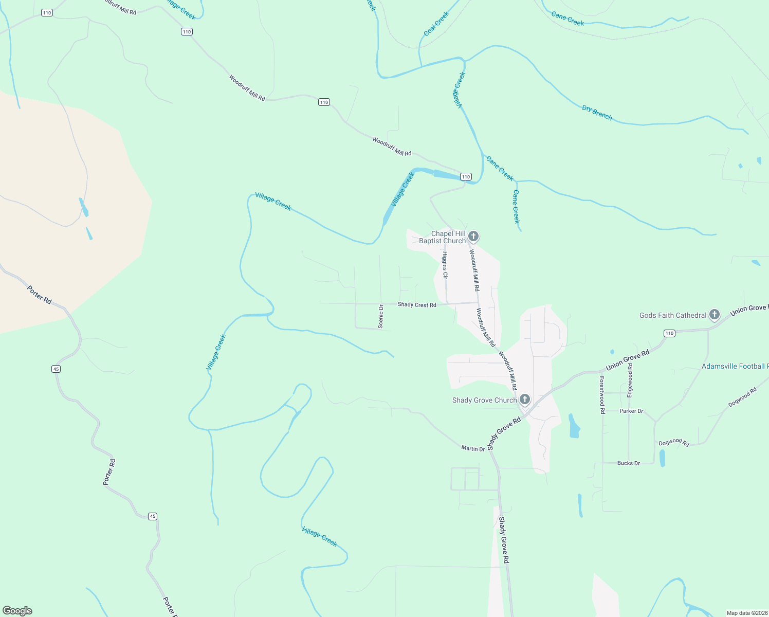 map of restaurants, bars, coffee shops, grocery stores, and more near 5262 Shady Crest Rd in Adamsville