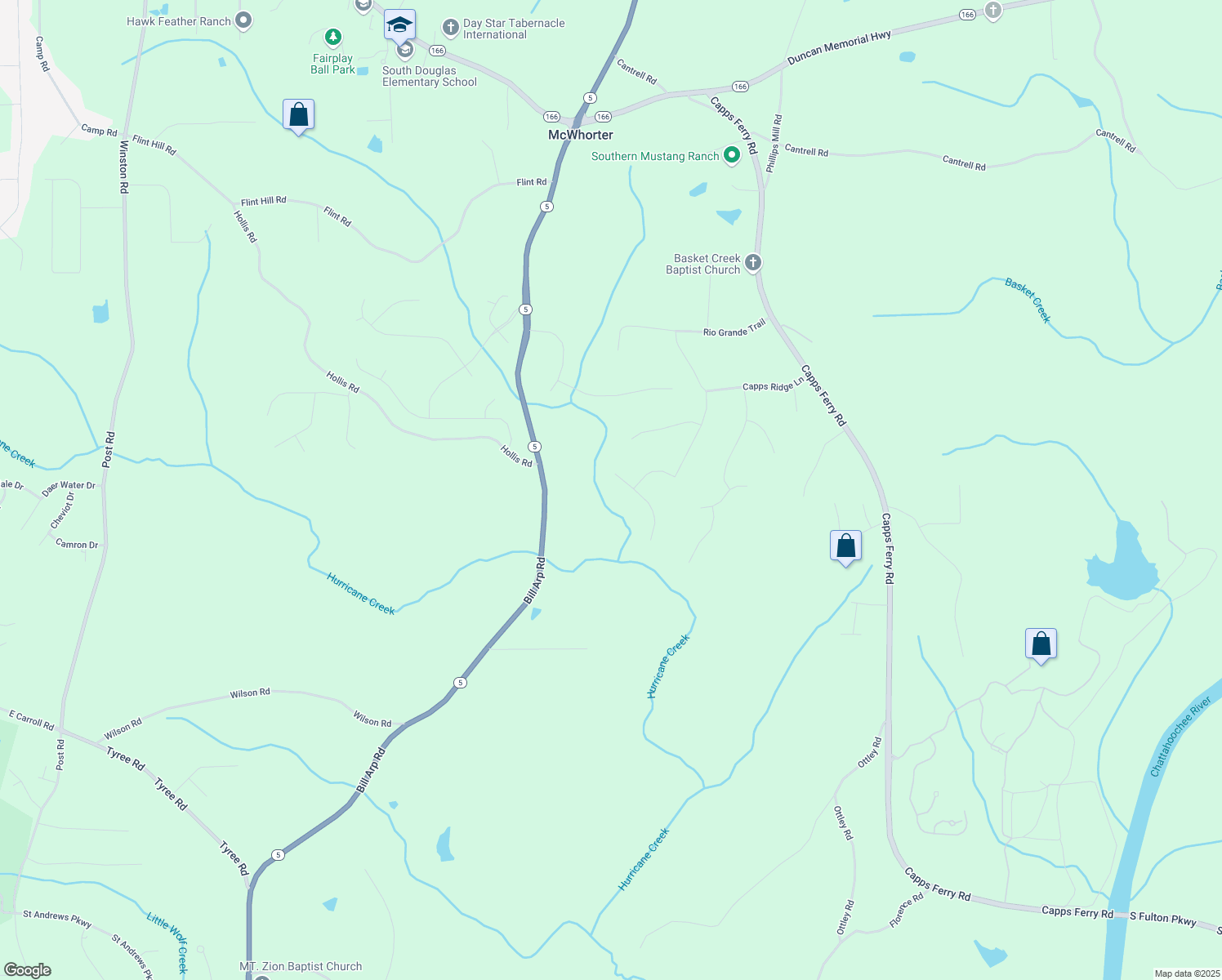 map of restaurants, bars, coffee shops, grocery stores, and more near 7519 Waterview Cove in Douglasville