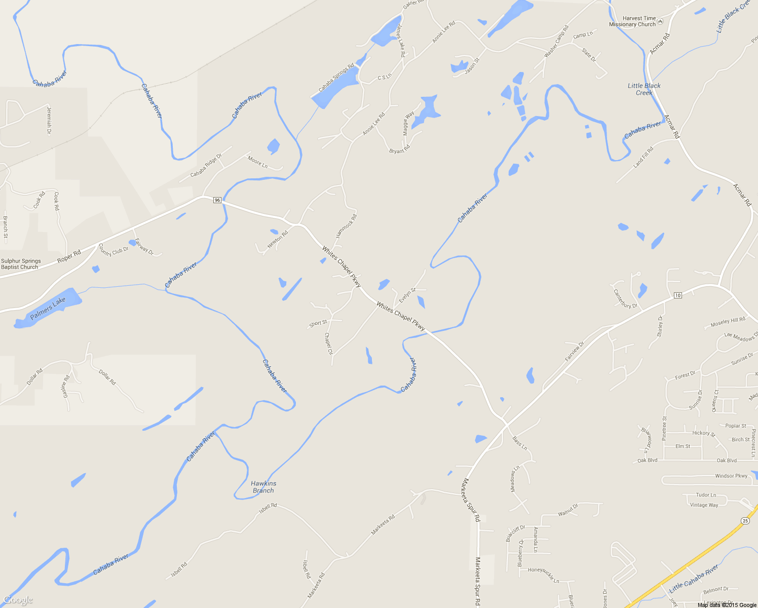 map of restaurants, bars, coffee shops, grocery stores, and more near 3032 Whites Chapel Parkway in Trussville