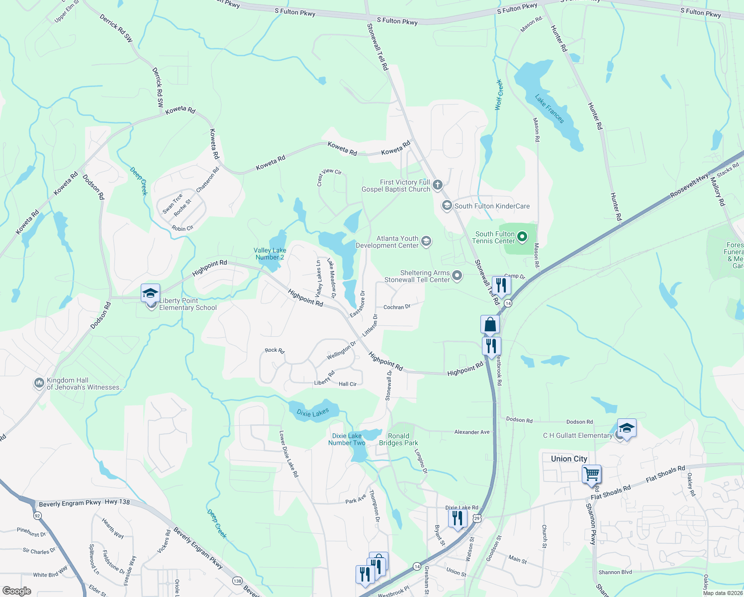 map of restaurants, bars, coffee shops, grocery stores, and more near 6190 Littleton Dr in Union City