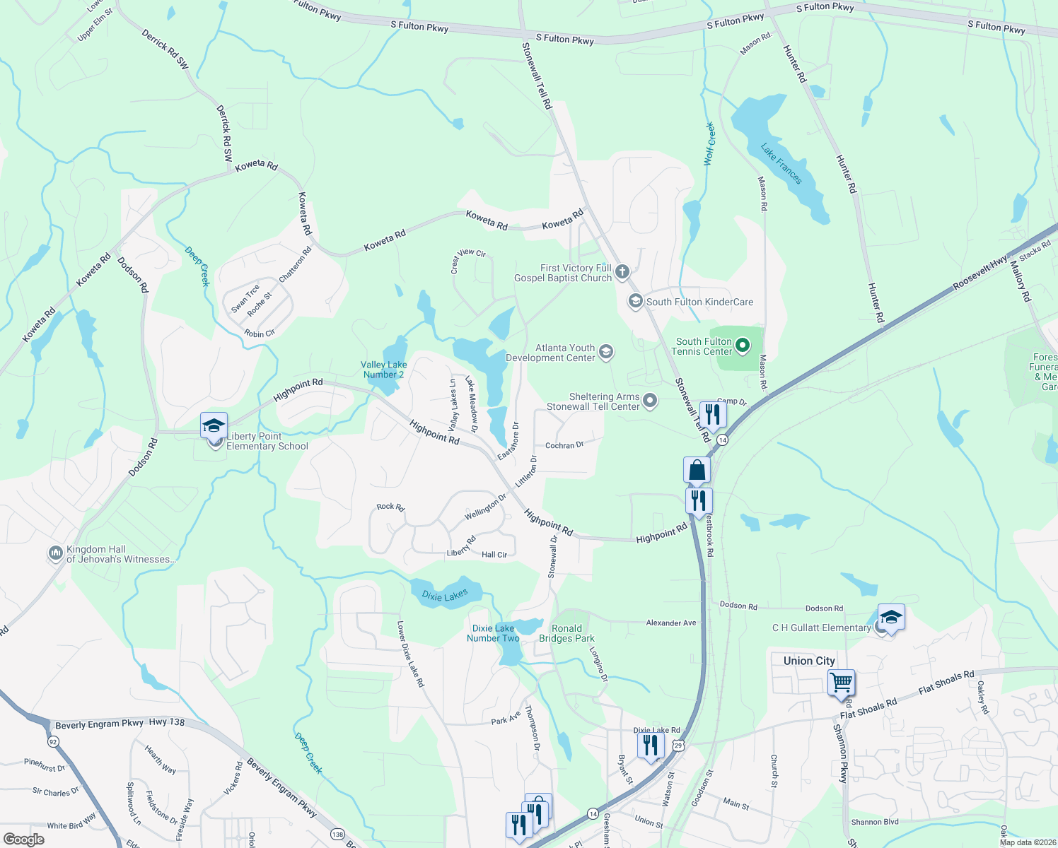 map of restaurants, bars, coffee shops, grocery stores, and more near 6210 Littleton Drive in Union City