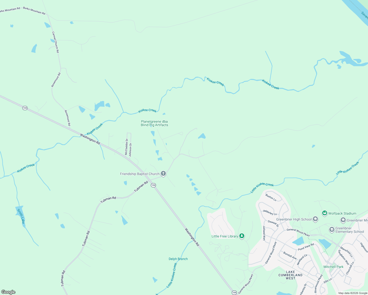 map of restaurants, bars, coffee shops, grocery stores, and more near 5169 North Tubman Road in Appling