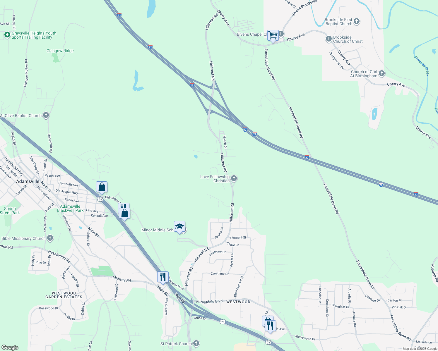 3129 Hillcrest Trce, Adamsville AL Walk Score