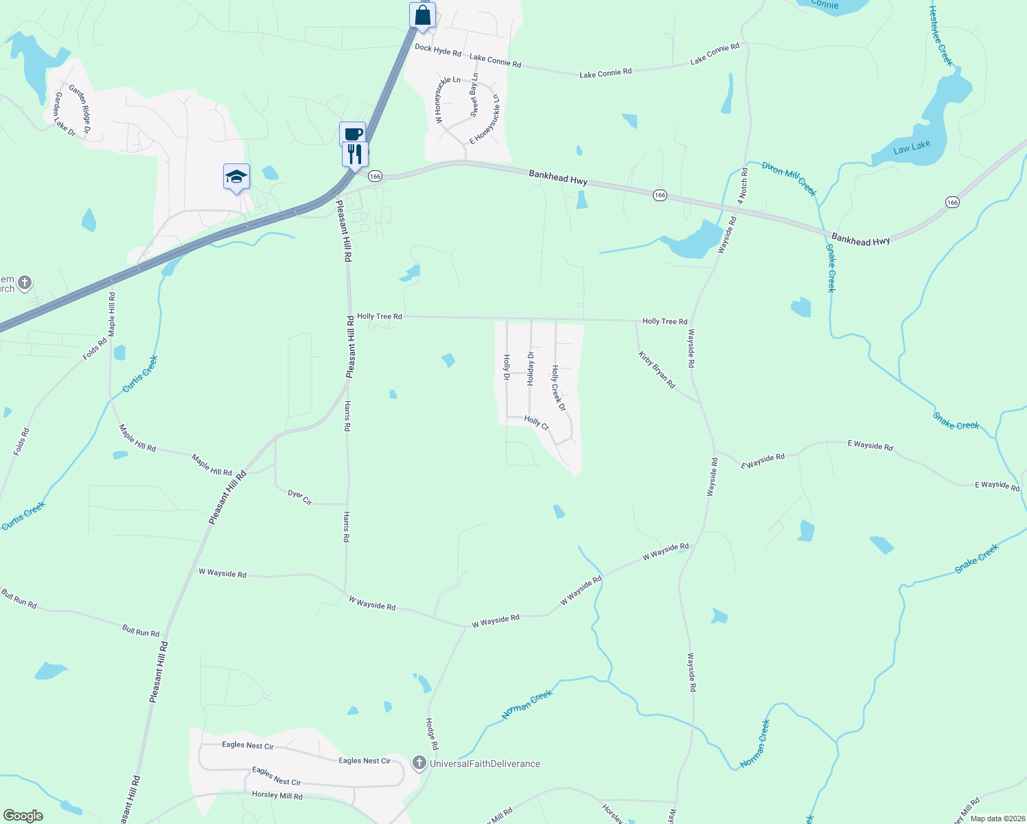 map of restaurants, bars, coffee shops, grocery stores, and more near 12 Holly Court in Carrollton