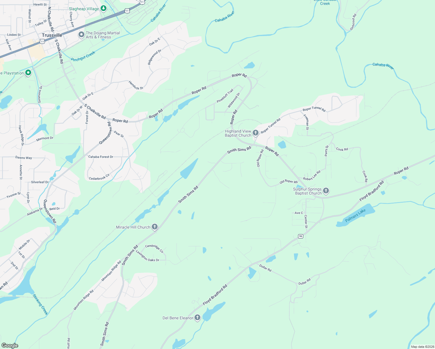 map of restaurants, bars, coffee shops, grocery stores, and more near 3493 Cooks Moore Road in Trussville