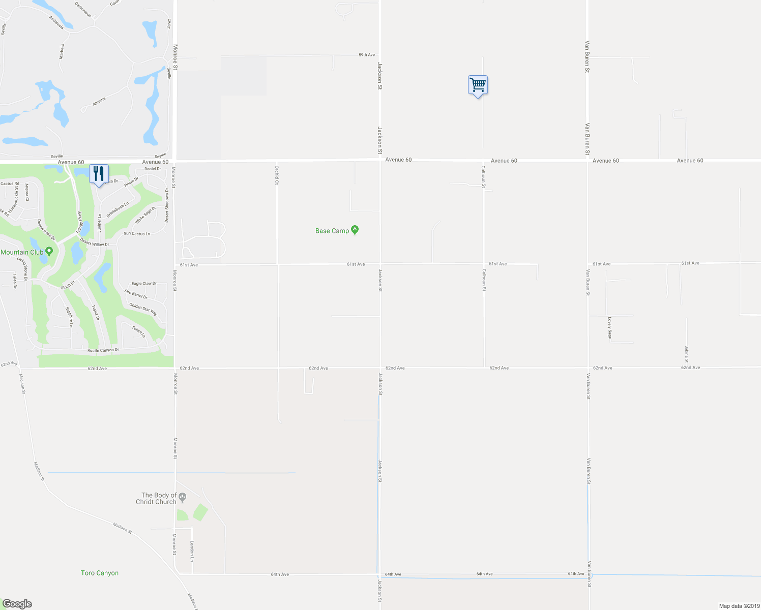 map of restaurants, bars, coffee shops, grocery stores, and more near 61400 Jackson Street in Thermal