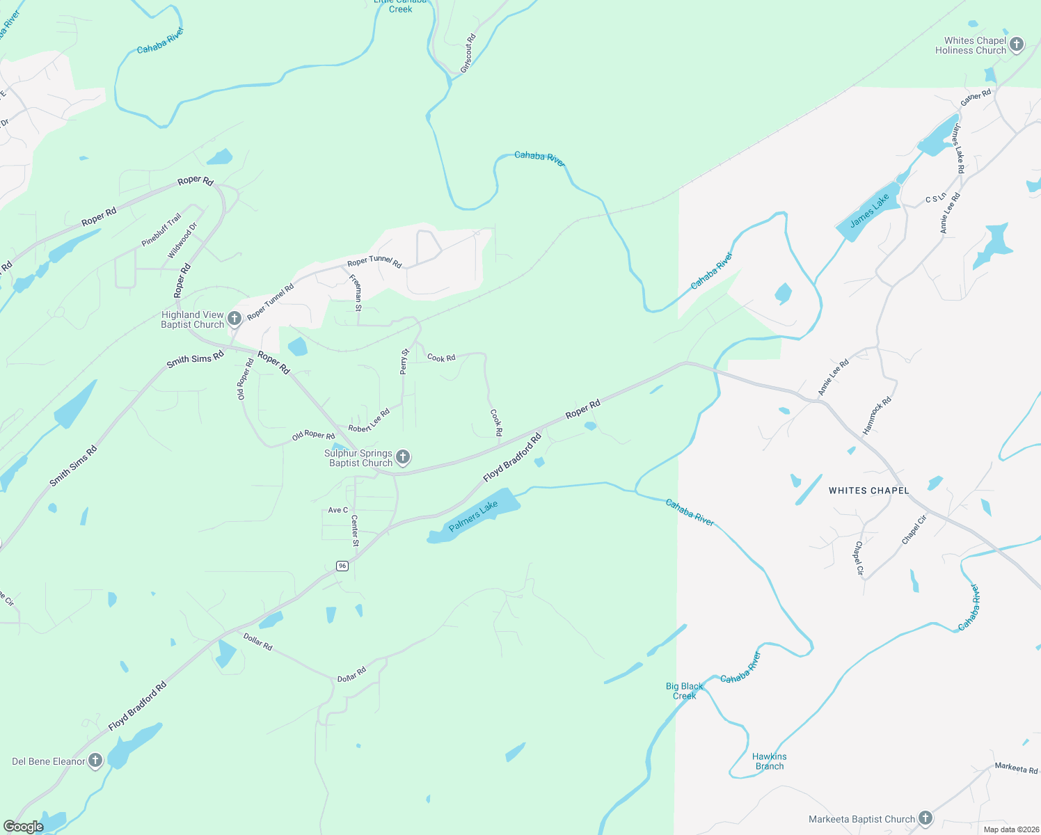 map of restaurants, bars, coffee shops, grocery stores, and more near 7832 Roper Road in Trussville