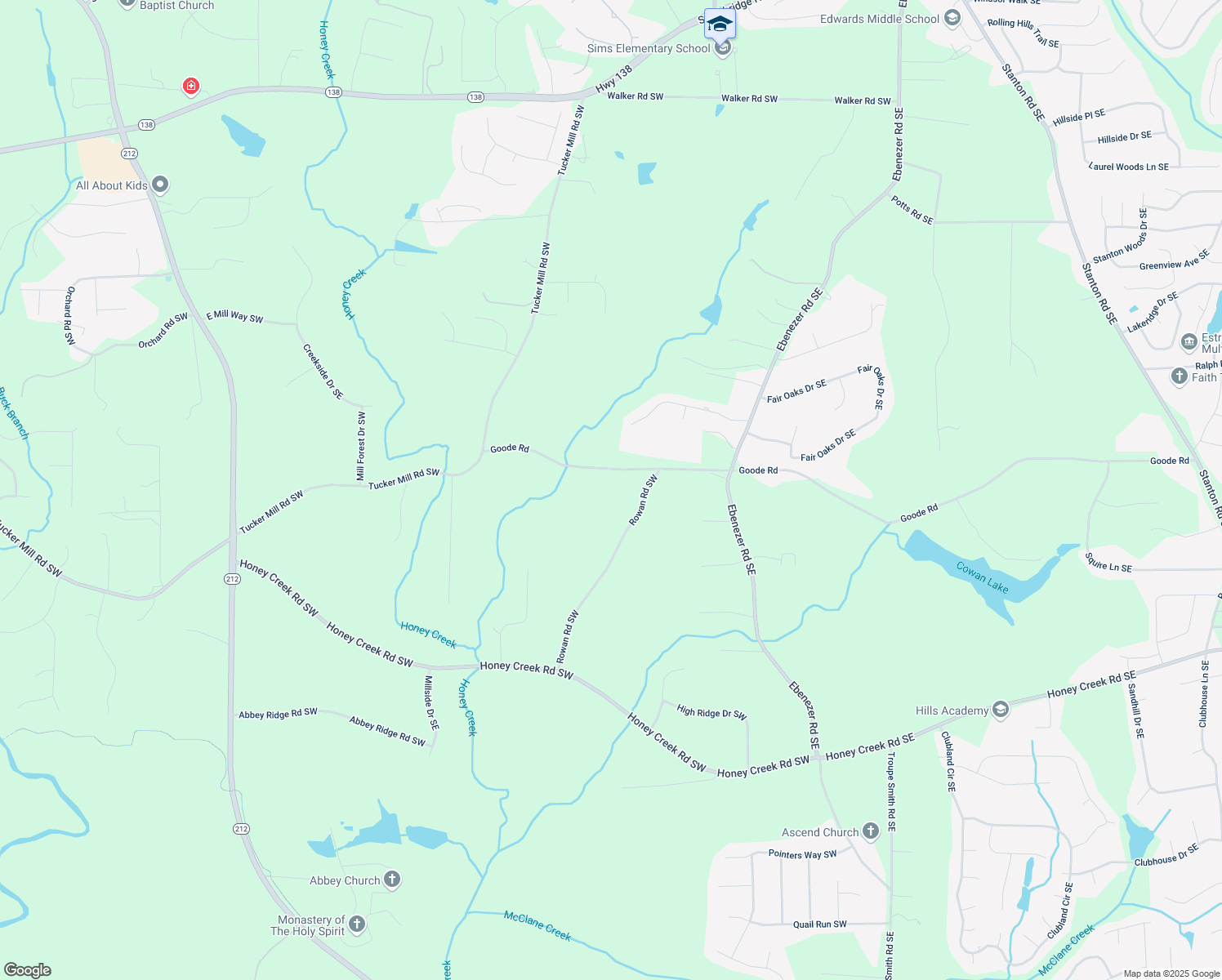 map of restaurants, bars, coffee shops, grocery stores, and more near 2006 Goode Rd in Conyers