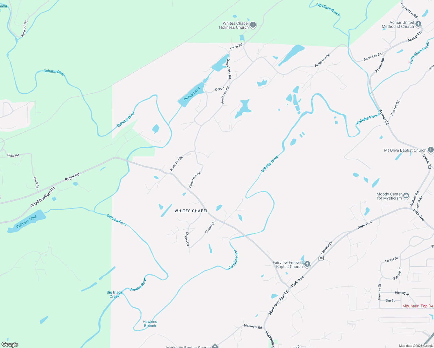 map of restaurants, bars, coffee shops, grocery stores, and more near 3032 Whites Chapel Parkway in Trussville