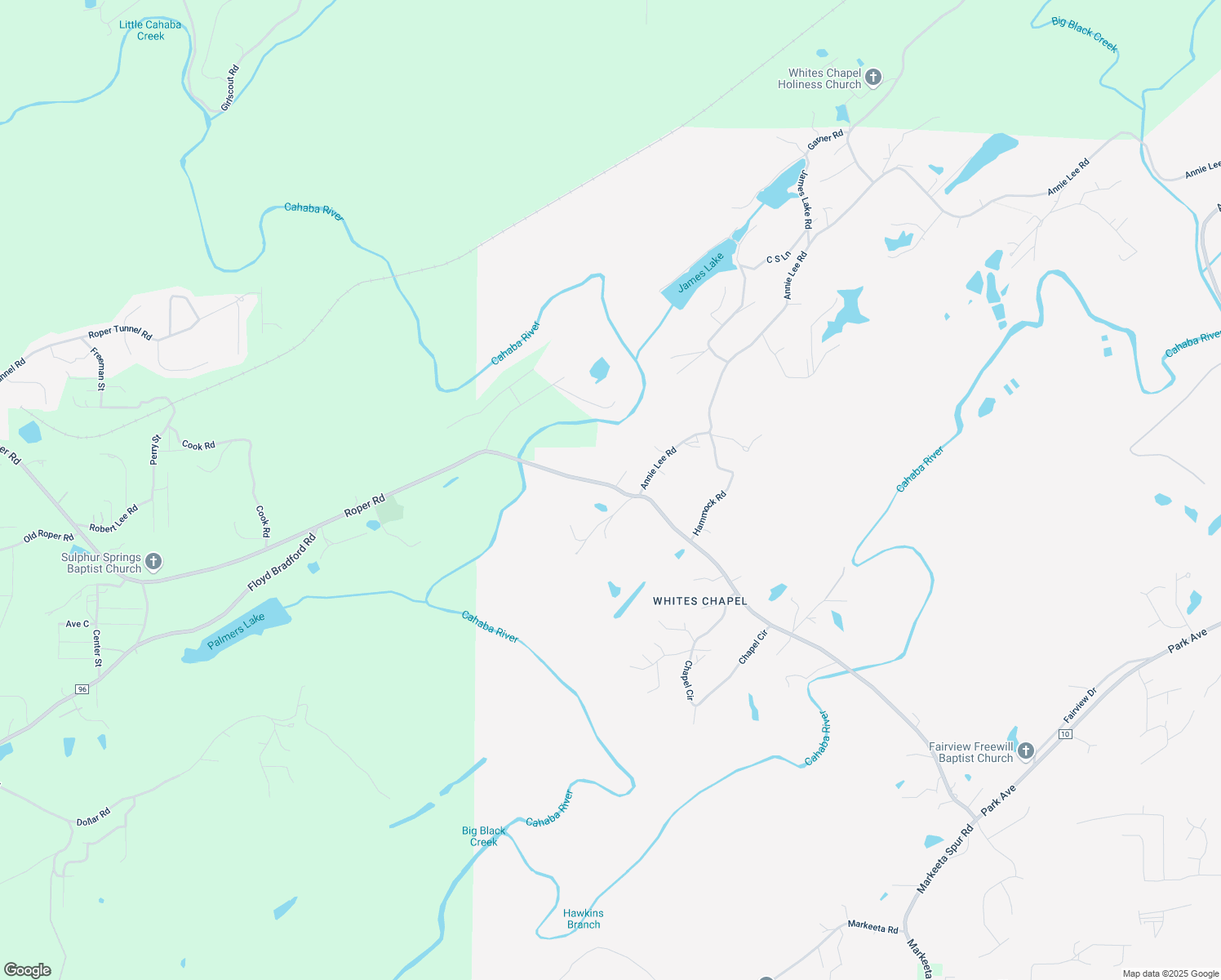 map of restaurants, bars, coffee shops, grocery stores, and more near 3081 Whites Chapel Parkway in Trussville