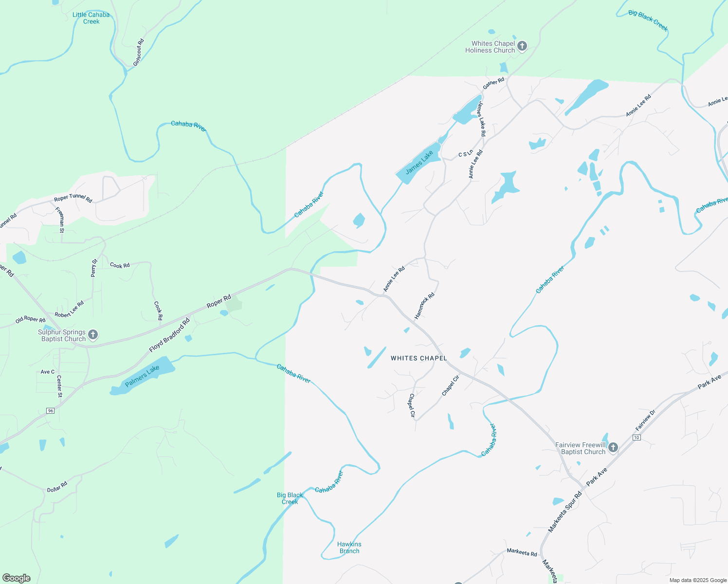map of restaurants, bars, coffee shops, grocery stores, and more near 3081 Whites Chapel Parkway in Trussville
