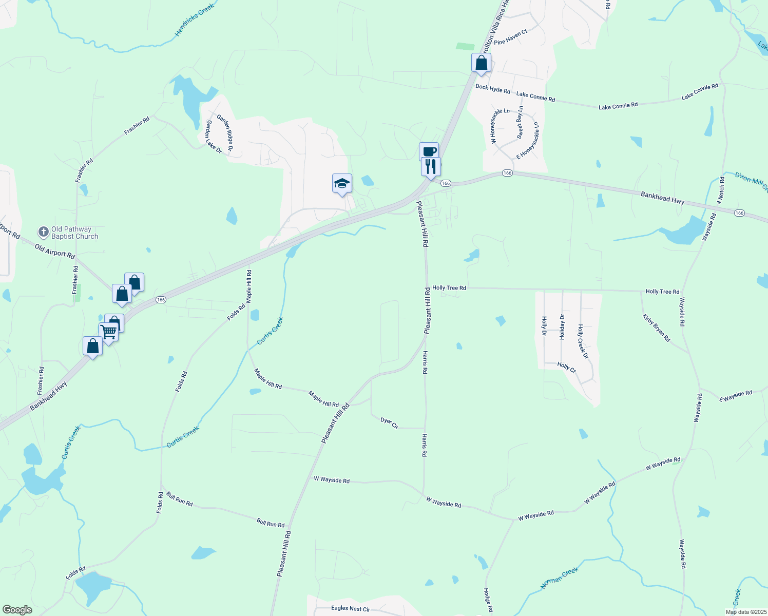 map of restaurants, bars, coffee shops, grocery stores, and more near 230 Timber Mill Circle in Carrollton