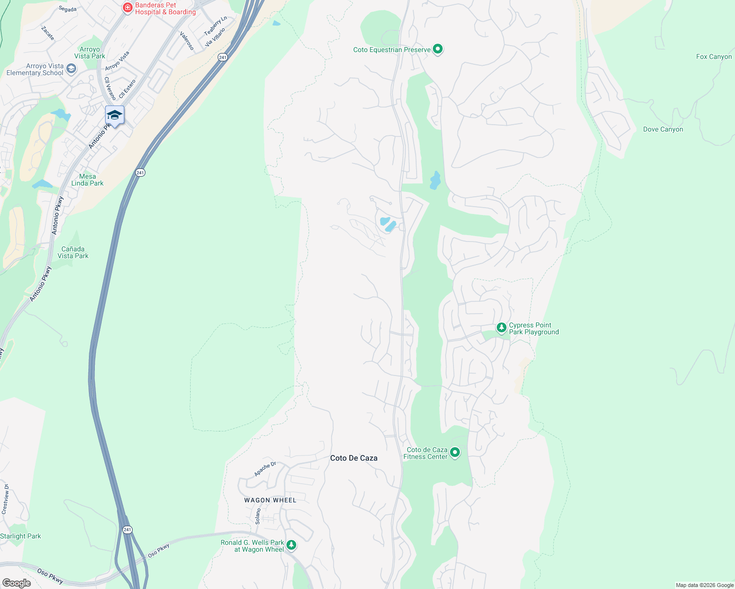 map of restaurants, bars, coffee shops, grocery stores, and more near 7 Lorjen in Coto de Caza