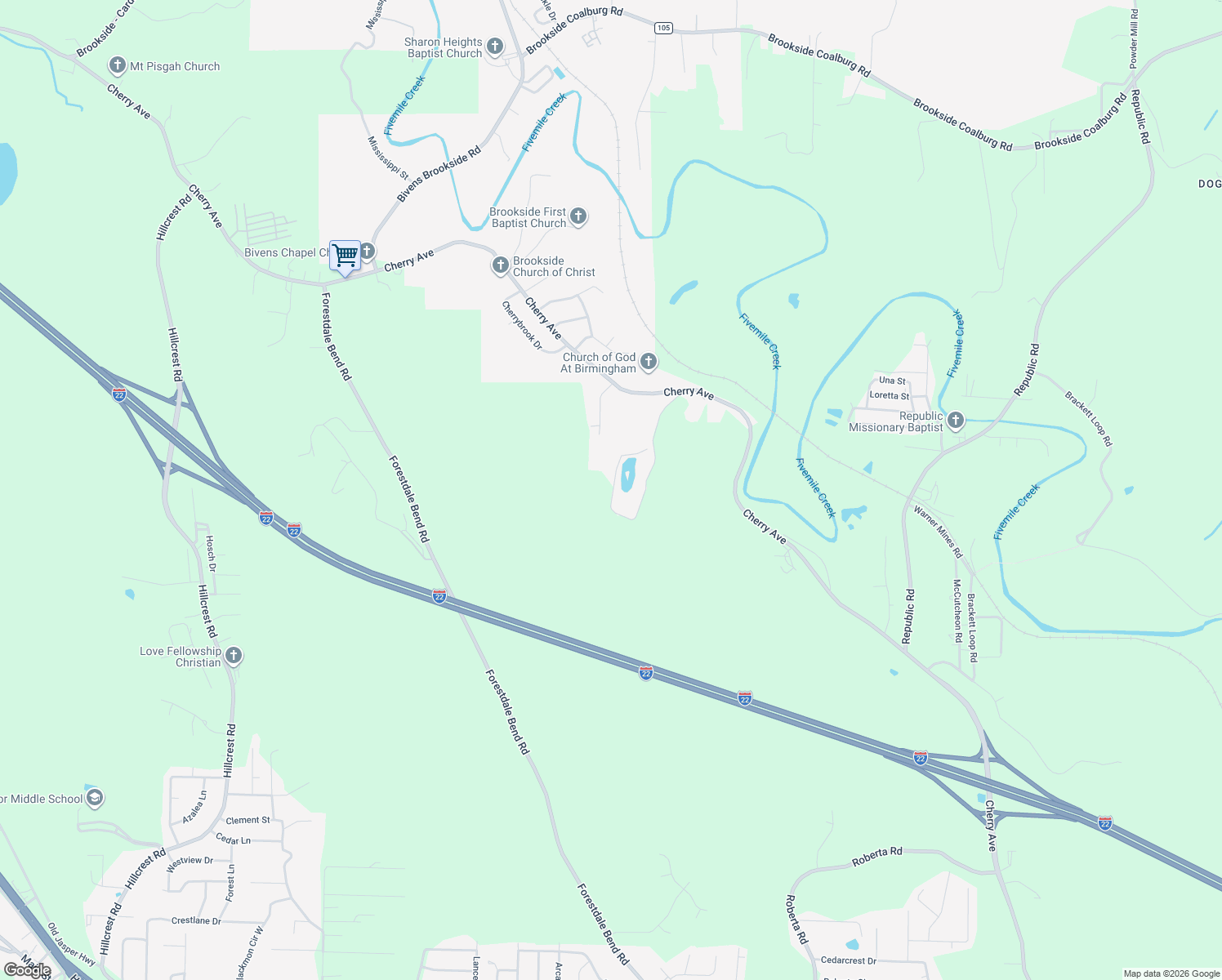 map of restaurants, bars, coffee shops, grocery stores, and more near 3401 Wilburn Lake Road in Birmingham