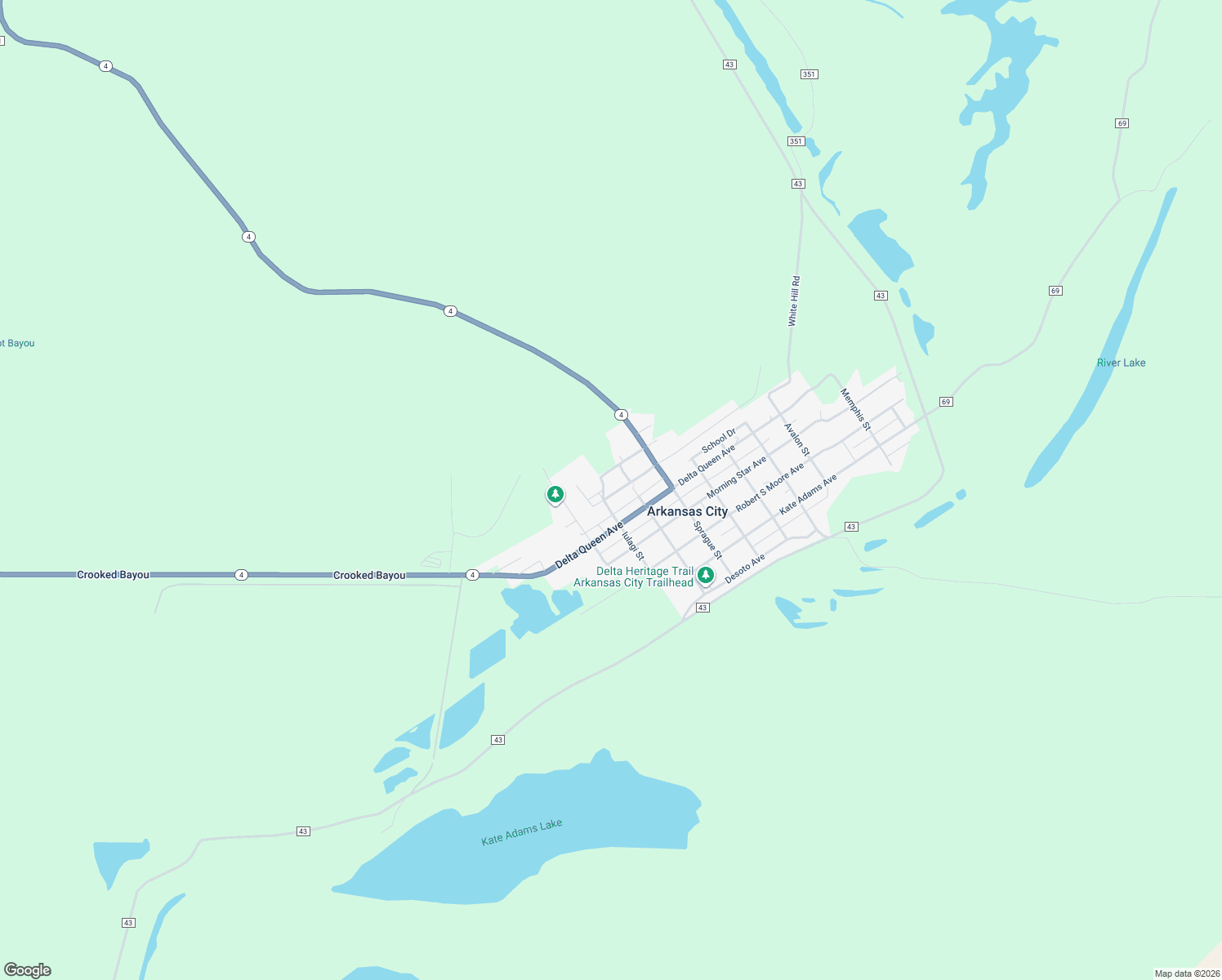 map of restaurants, bars, coffee shops, grocery stores, and more near 1006 Sadie Lee Avenue in McGehee