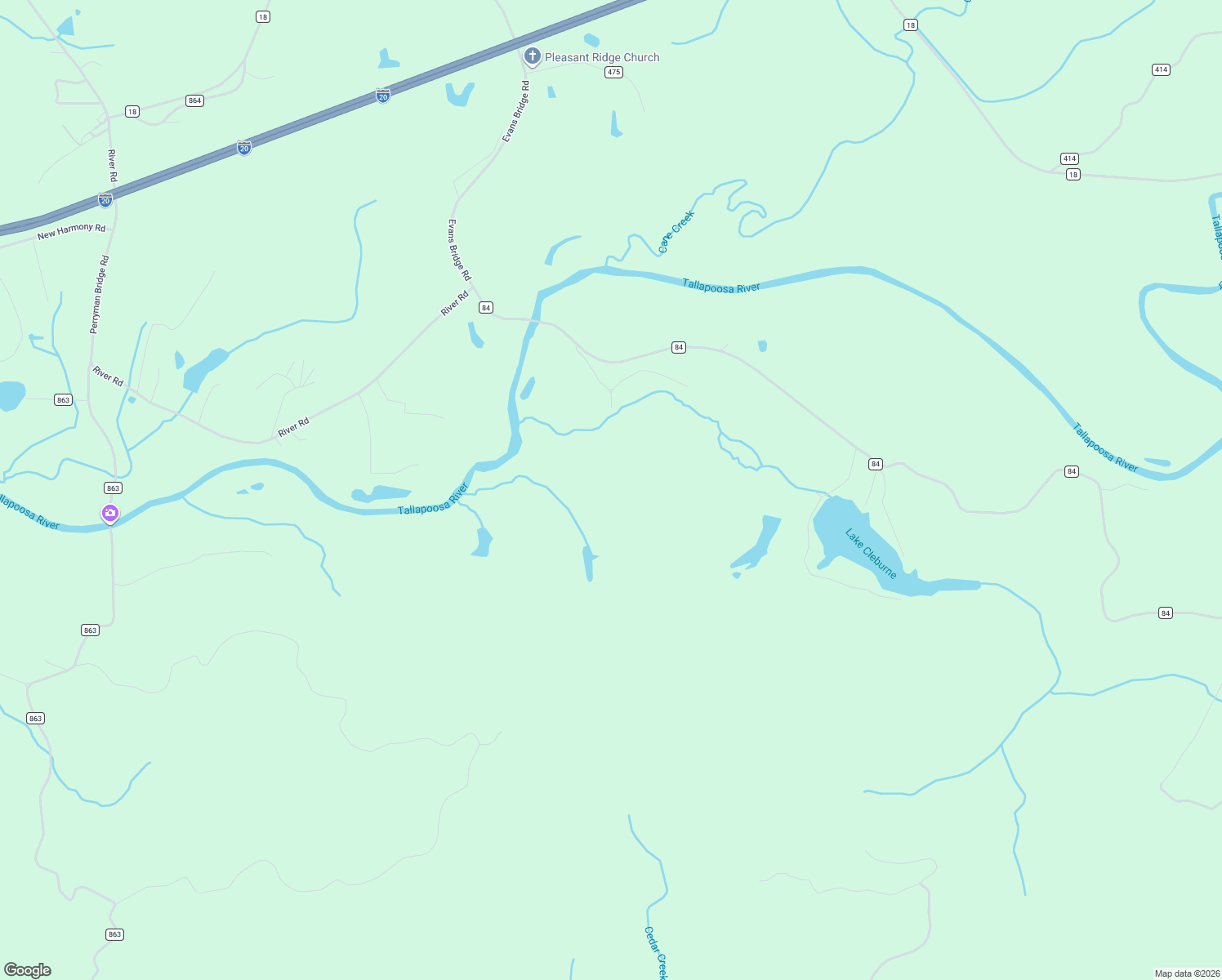 map of restaurants, bars, coffee shops, grocery stores, and more near 3470 County Road 84 in Heflin