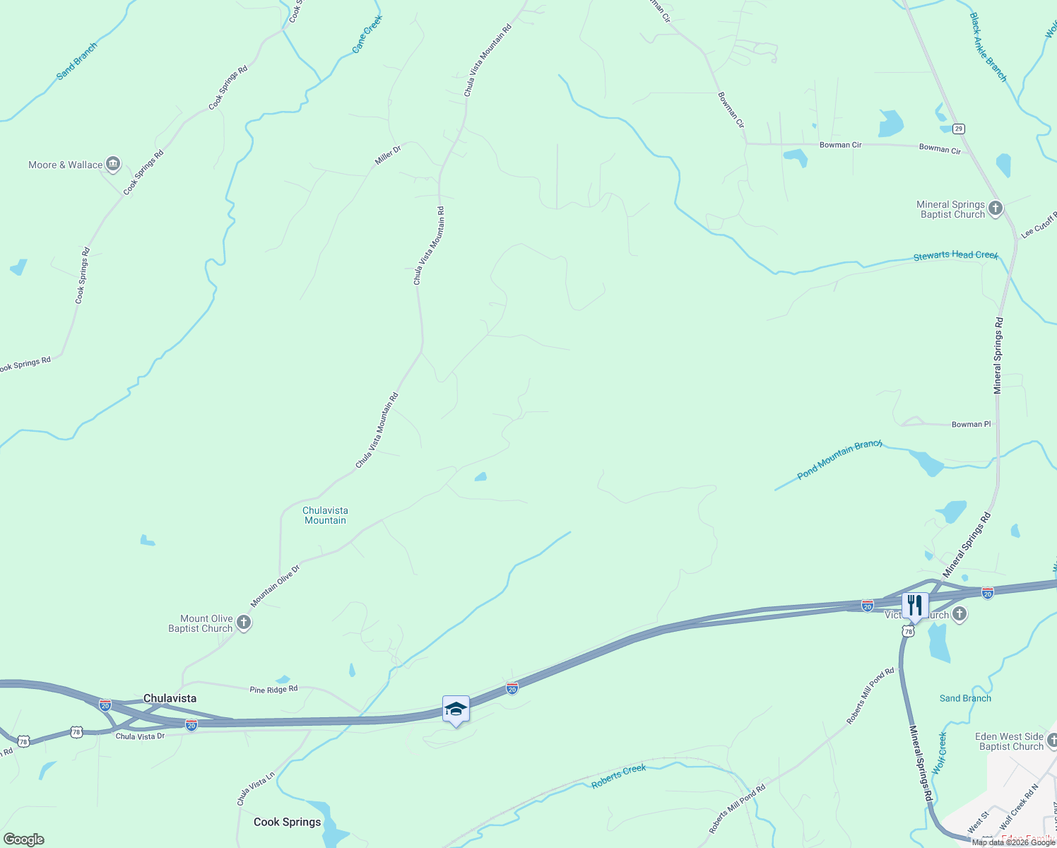 map of restaurants, bars, coffee shops, grocery stores, and more near 225 Graham Road in Pell City
