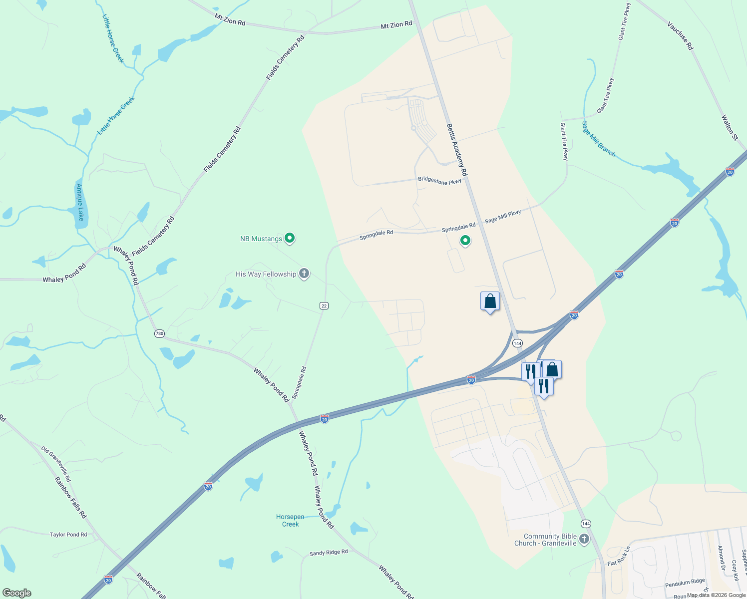 map of restaurants, bars, coffee shops, grocery stores, and more near 225 Logan Lane in Graniteville