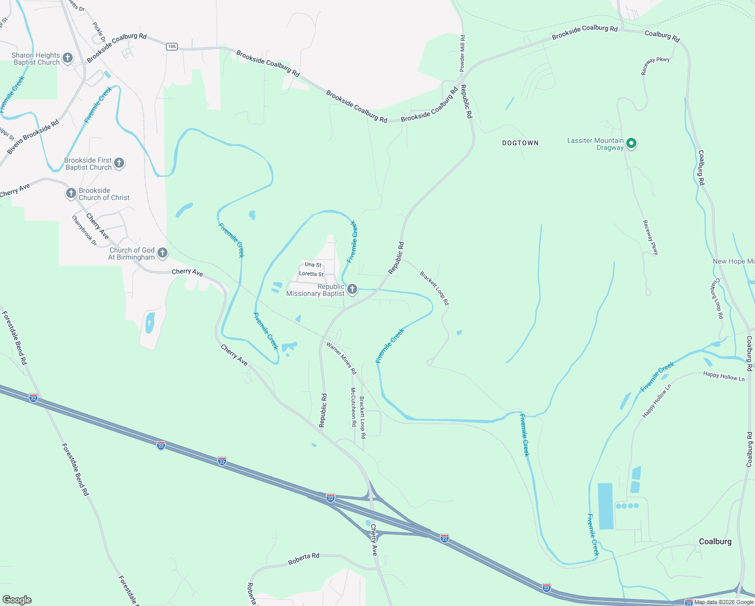 map of restaurants, bars, coffee shops, grocery stores, and more near 1601 Republic Lane in Birmingham
