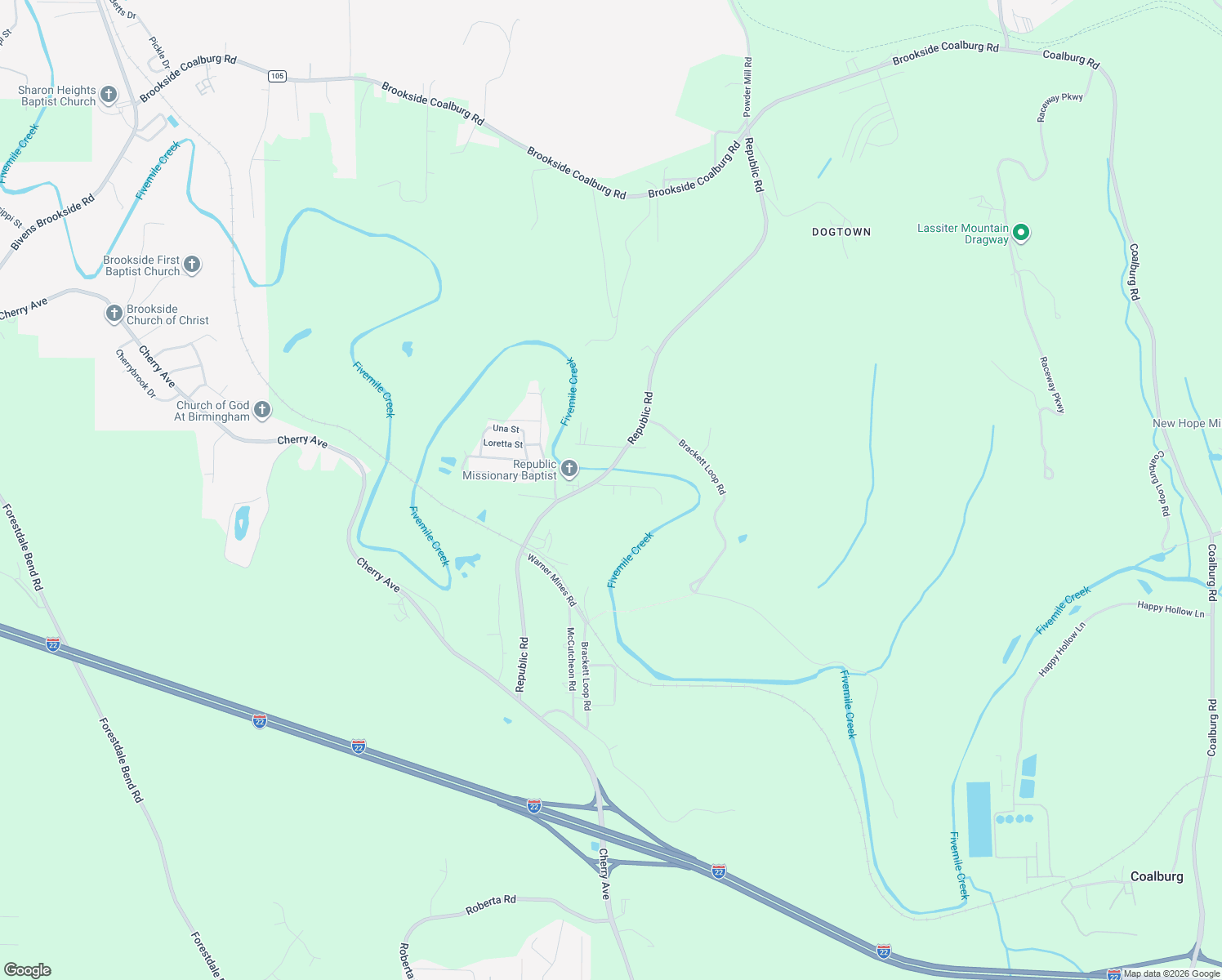 map of restaurants, bars, coffee shops, grocery stores, and more near 1601 Republic Lane in Birmingham
