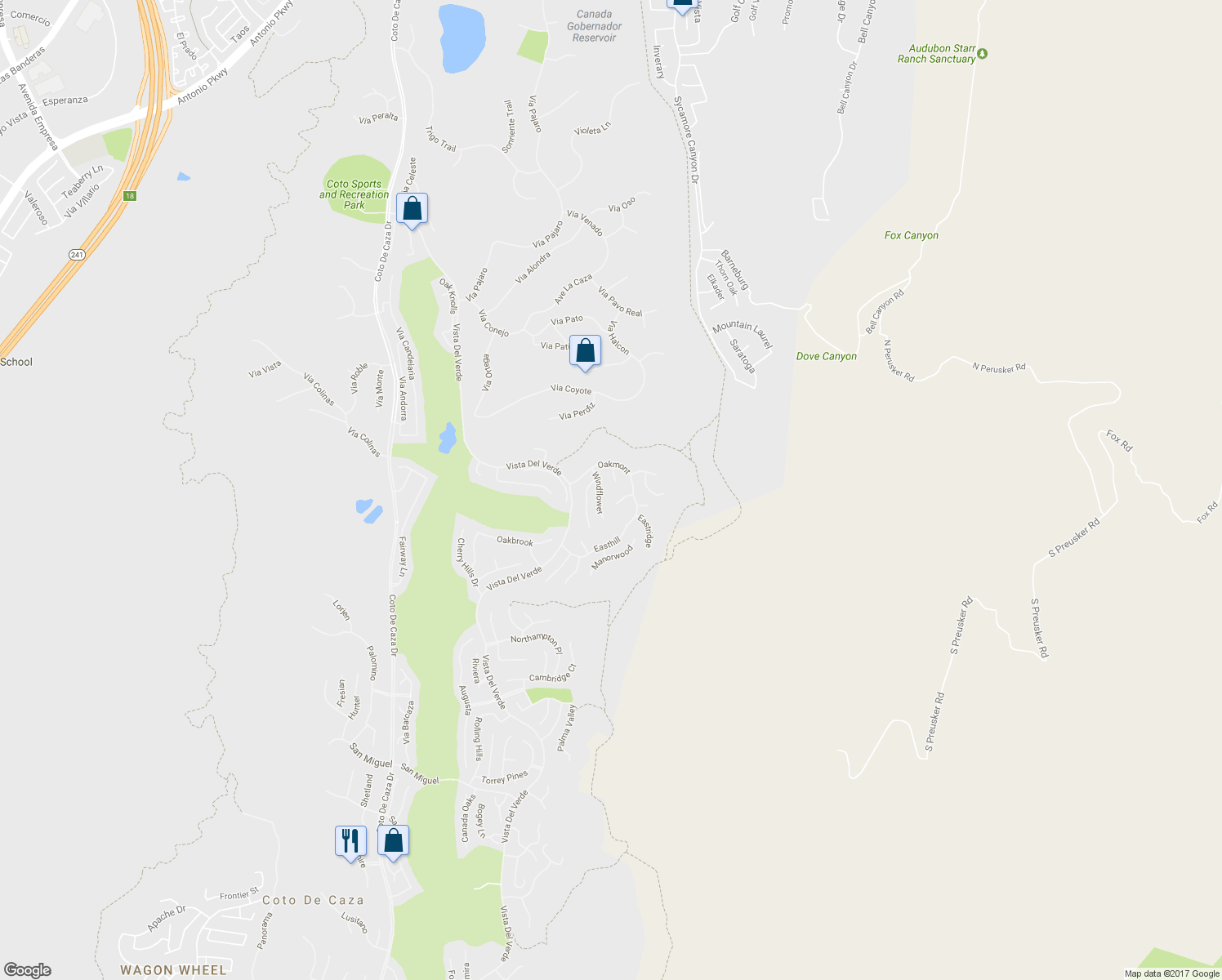 map of restaurants, bars, coffee shops, grocery stores, and more near 11 Laurelgate in Trabuco Canyon