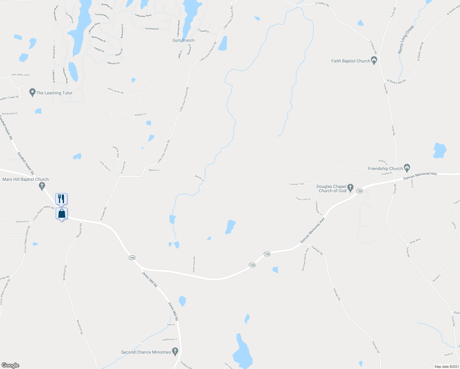 map of restaurants, bars, coffee shops, grocery stores, and more near 410 Barton Lane in Villa Rica