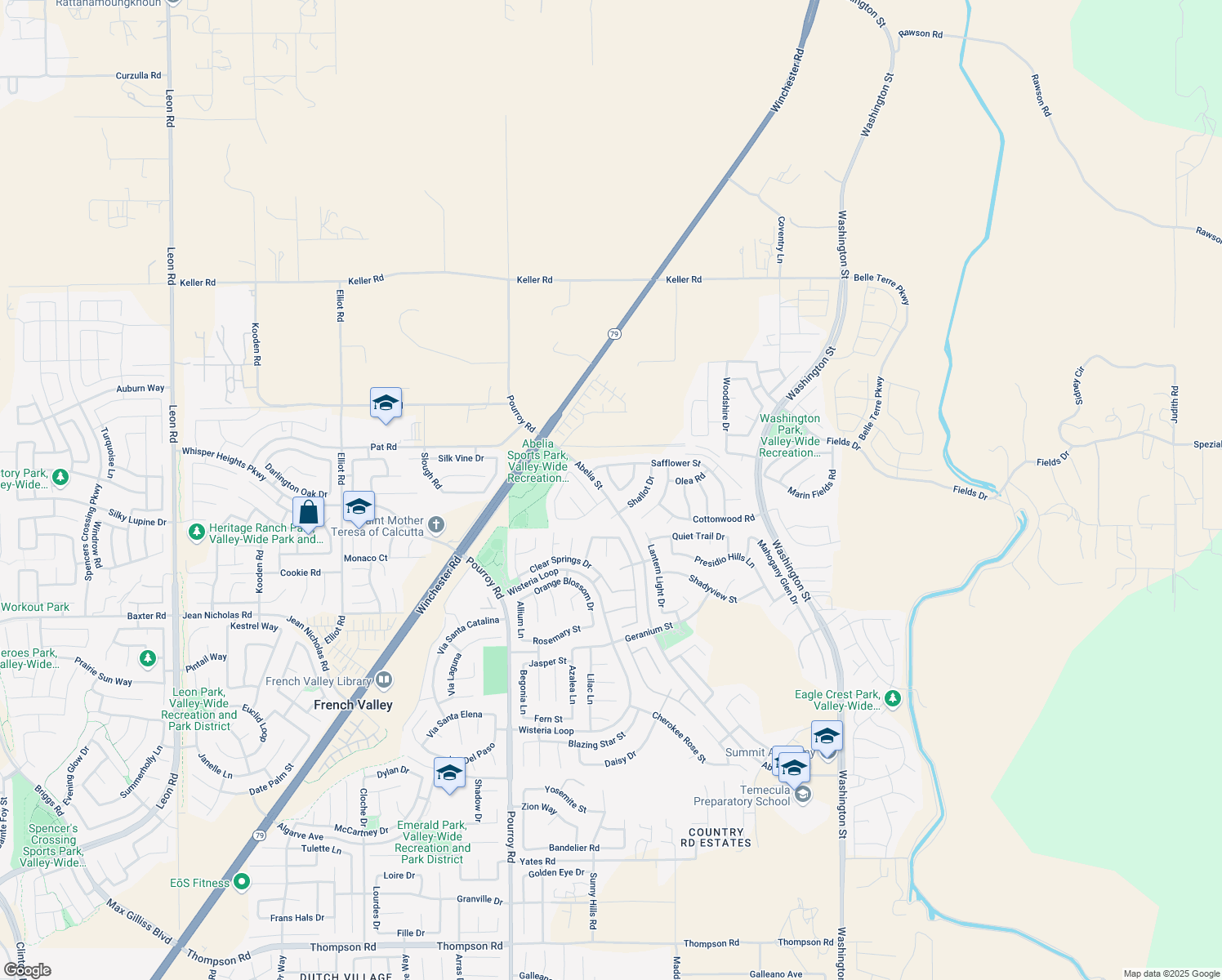 map of restaurants, bars, coffee shops, grocery stores, and more near 34613 Sagebrush Lane in Winchester
