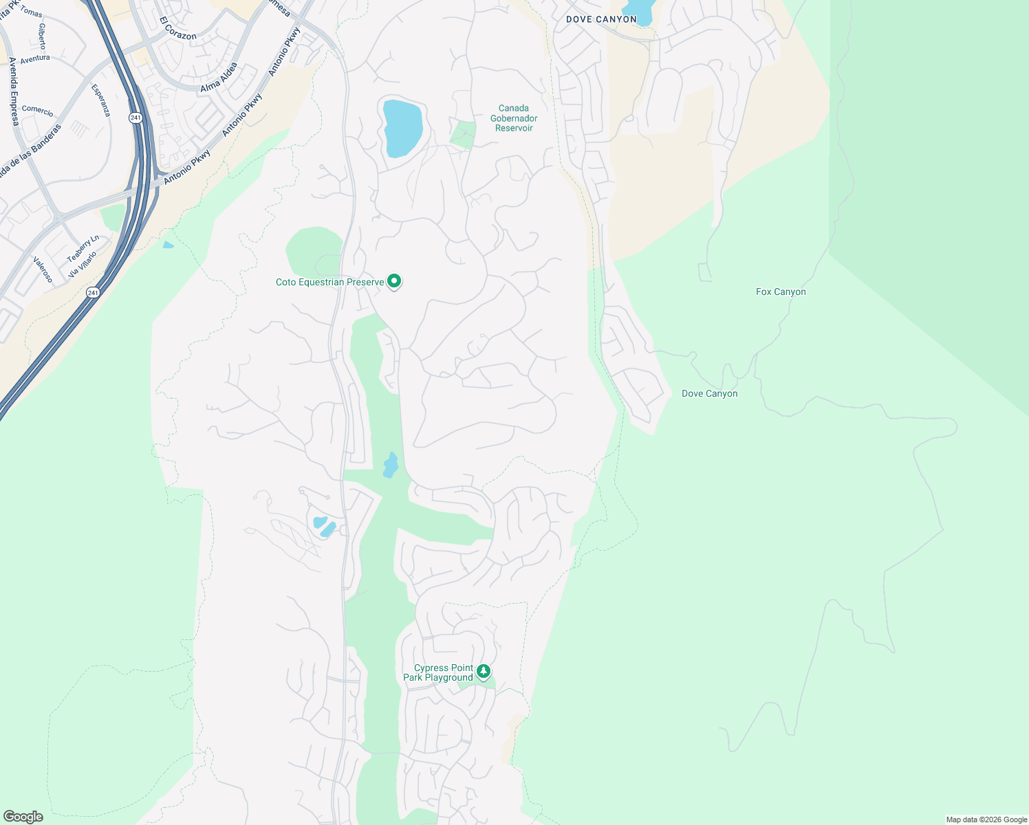 map of restaurants, bars, coffee shops, grocery stores, and more near 31852 Via Faisan in Coto de Caza