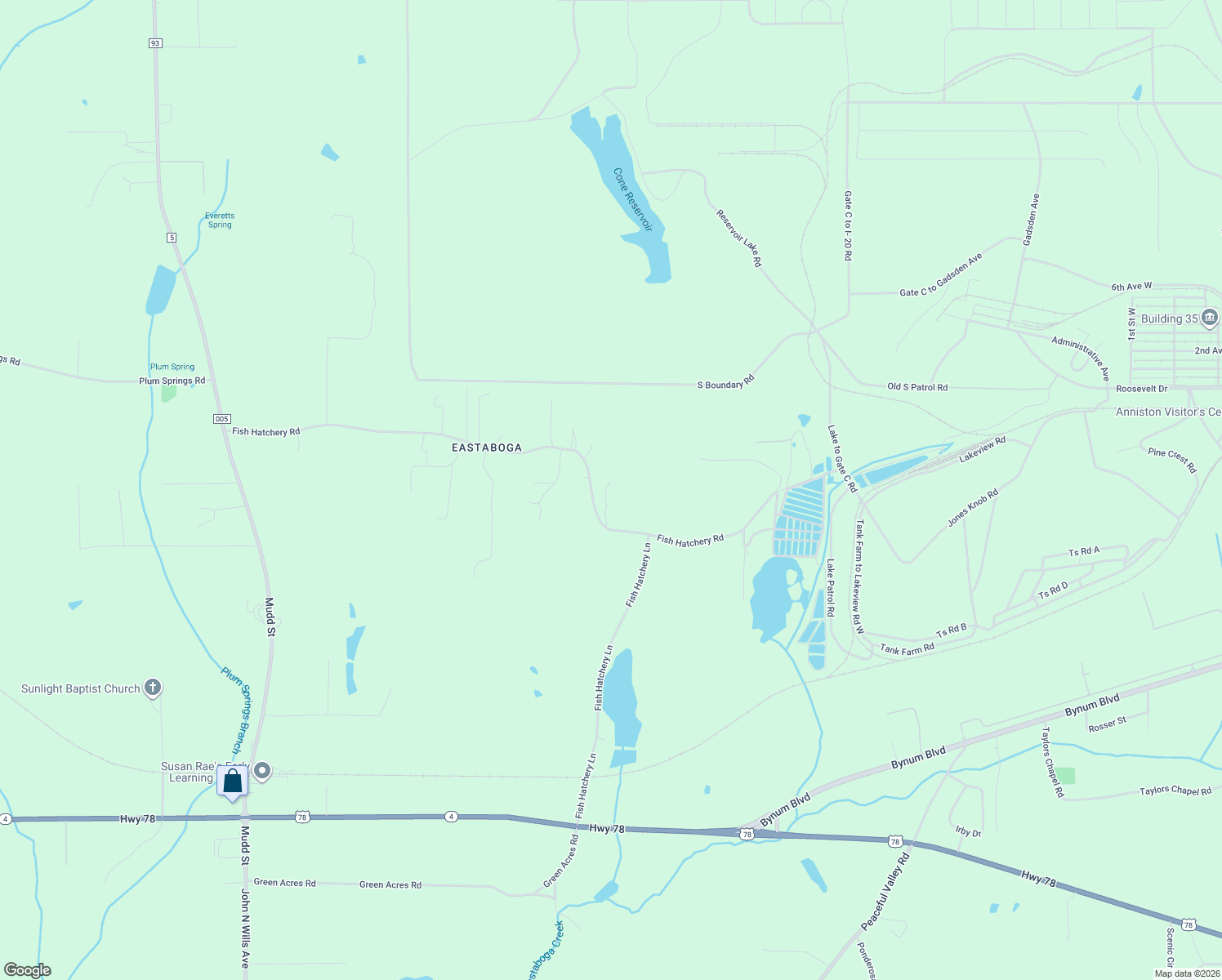map of restaurants, bars, coffee shops, grocery stores, and more near 1353 Fish Hatchery Road in Calhoun County