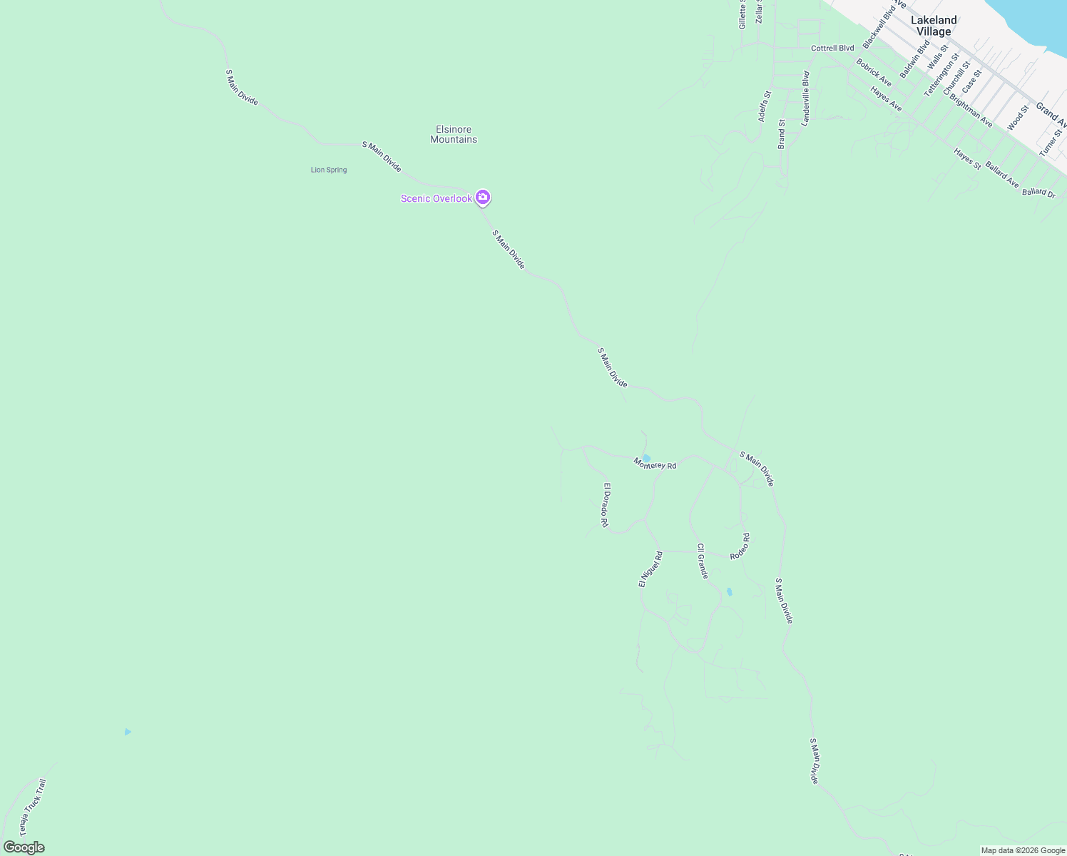 map of restaurants, bars, coffee shops, grocery stores, and more near 16890 Monterey Road in Lake Elsinore