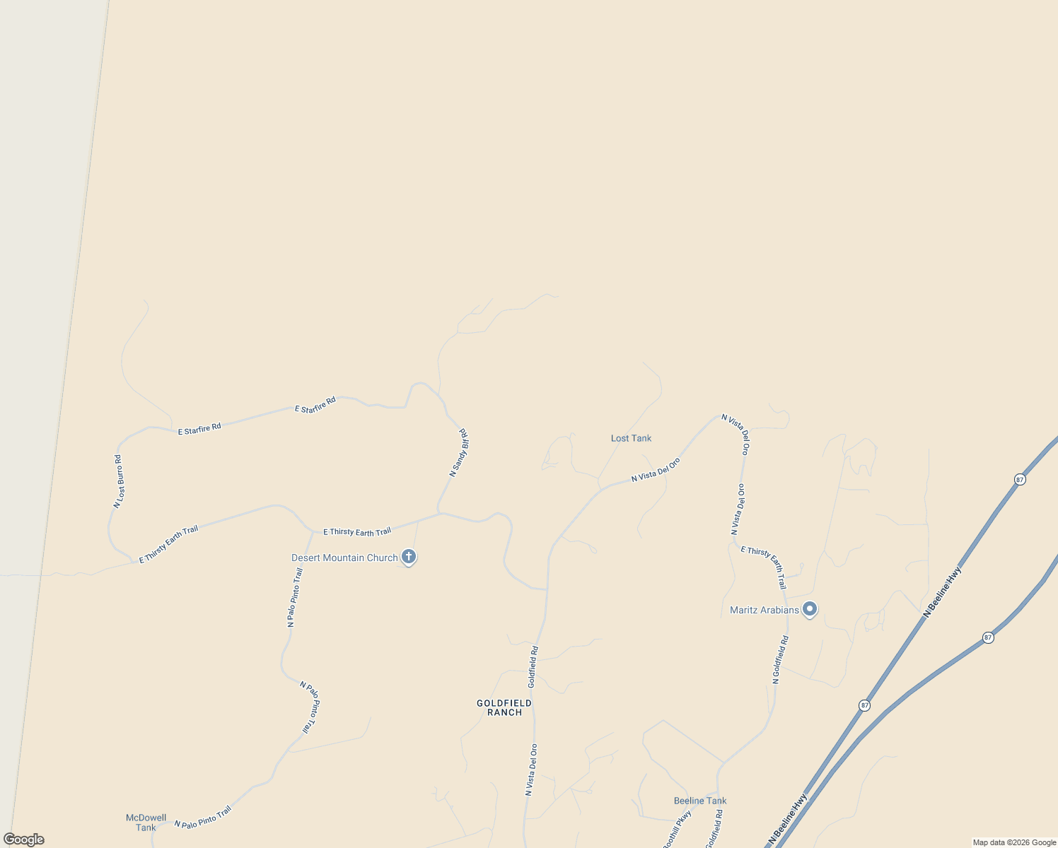 map of restaurants, bars, coffee shops, grocery stores, and more near 14410 North Lost Tank Trail in Fort McDowell