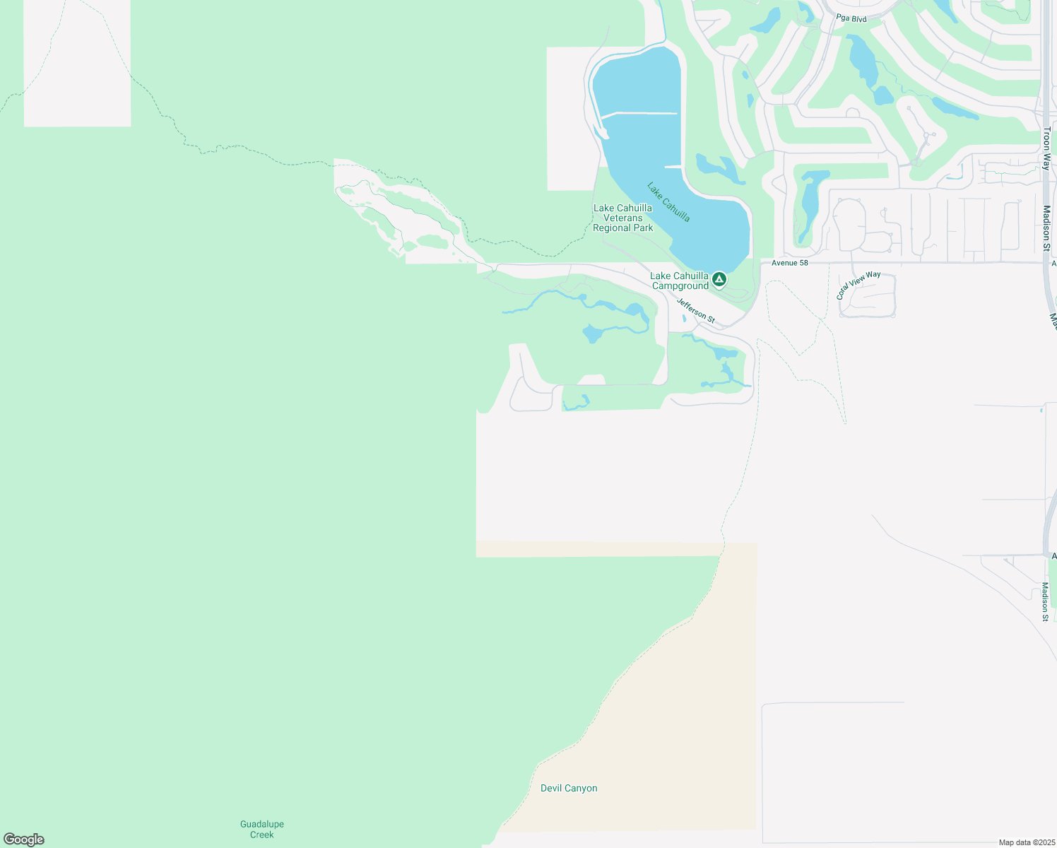map of restaurants, bars, coffee shops, grocery stores, and more near Tom Fazio Lane North in La Quinta