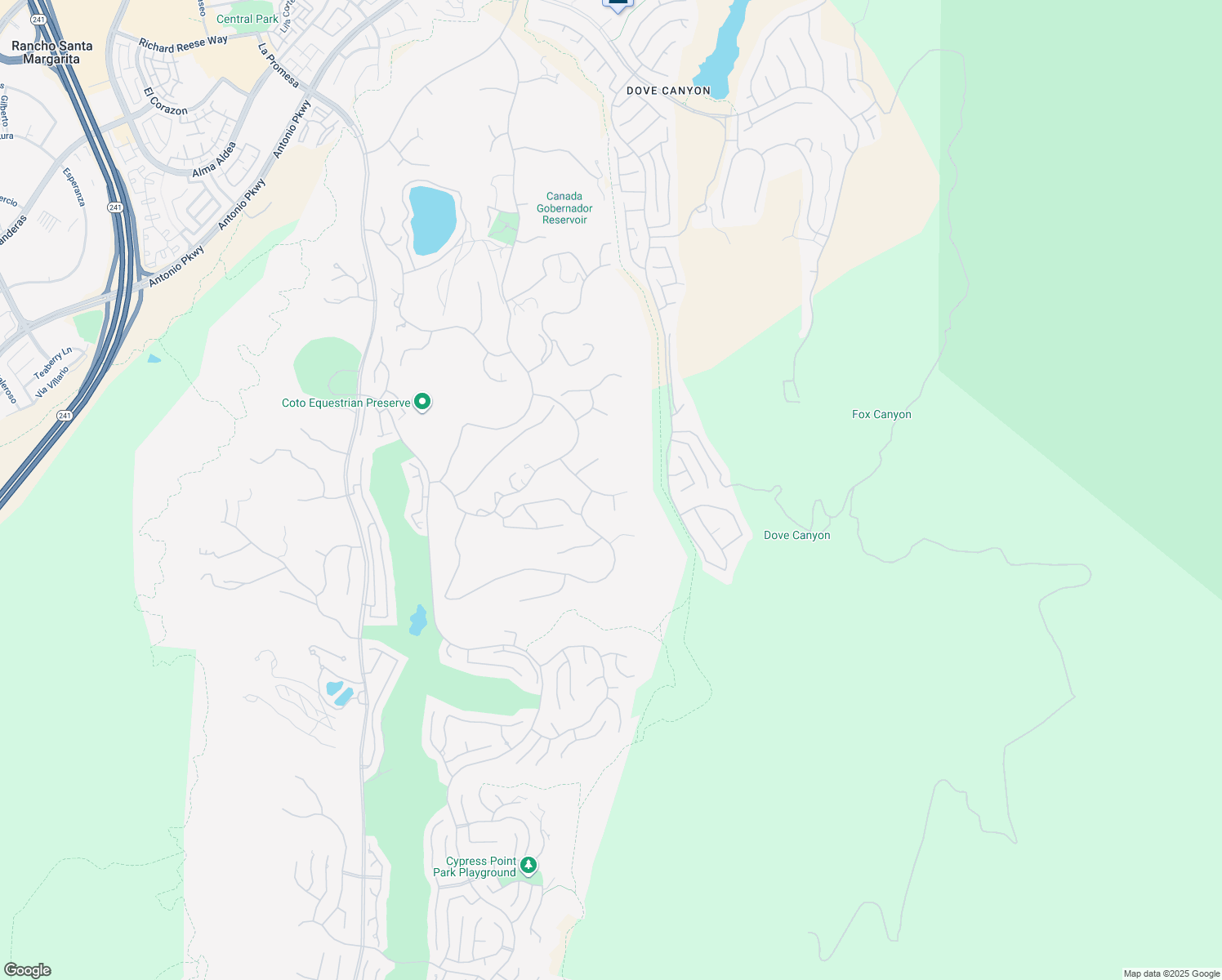 map of restaurants, bars, coffee shops, grocery stores, and more near 31991 Via Pavo Real in Coto de Caza