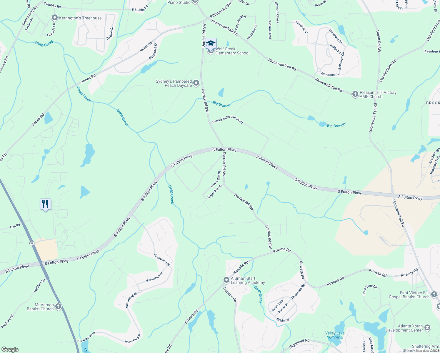 map of restaurants, bars, coffee shops, grocery stores, and more near 4948 Lower Elm Street in Atlanta