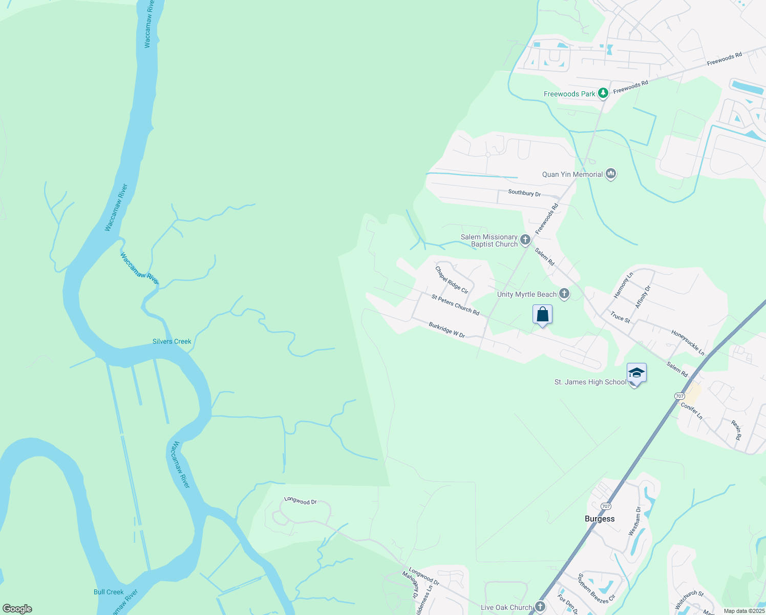 map of restaurants, bars, coffee shops, grocery stores, and more near 9408 Applesauce Drive in Myrtle Beach