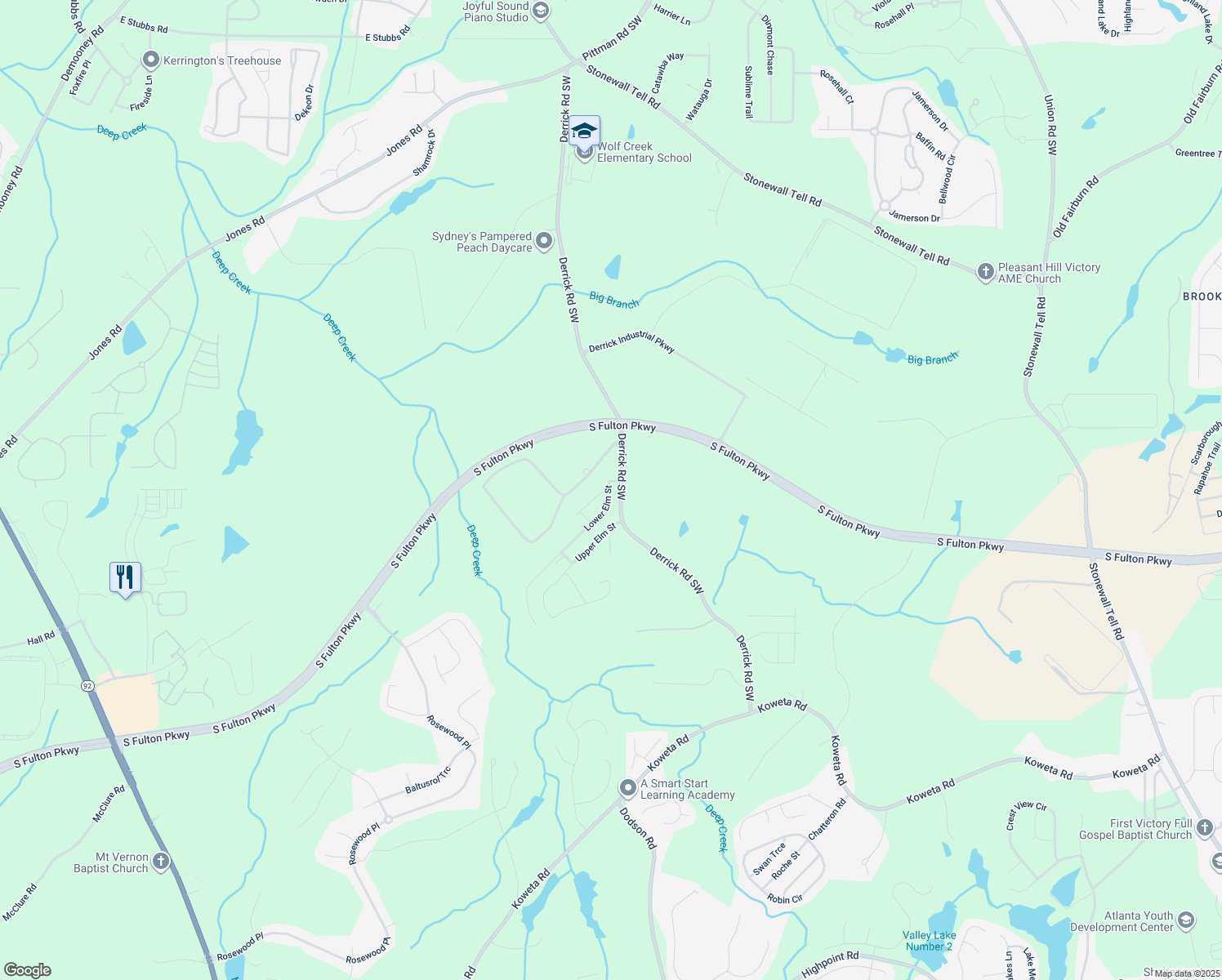 map of restaurants, bars, coffee shops, grocery stores, and more near 4948 Lower Elm Street in Atlanta