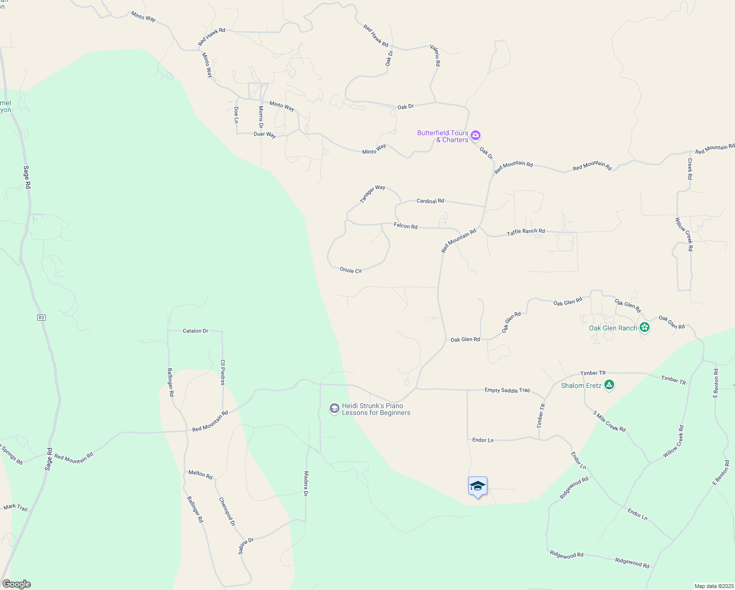 map of restaurants, bars, coffee shops, grocery stores, and more near 43175 Osage Road in Hemet